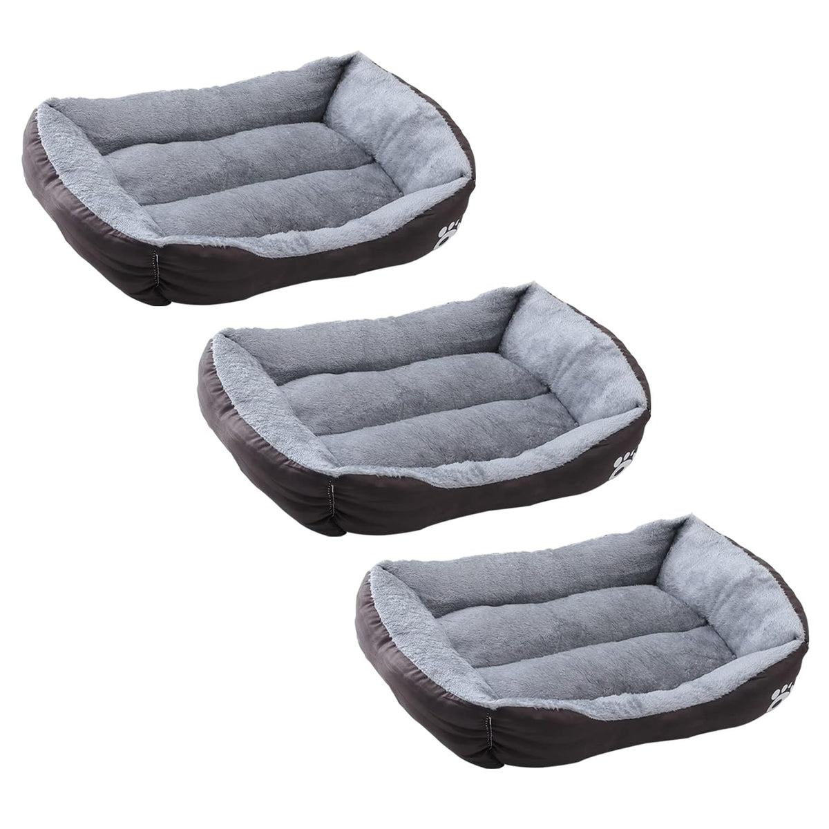 Kuber Industries Dog & Cat Bed|Polyester Face with Cotton & Polyester Filling|Comfortable and Durable|Rectangle Pet Bed for Enhanced Stretching Space|Machine Wash|QY036BR-L|Brown (Pack of 3)