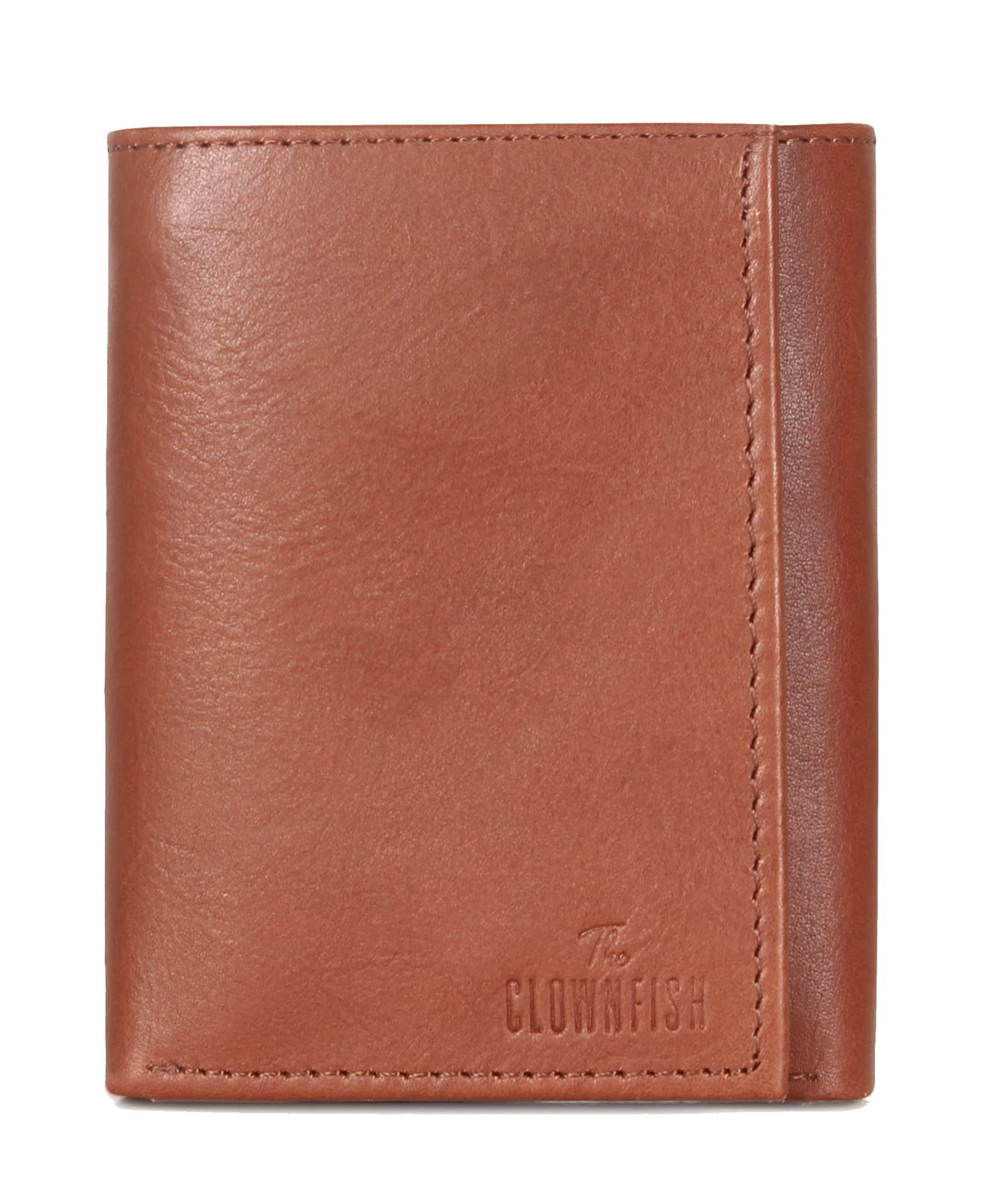 THE CLOWNFISH RFID Protected Genuine Leather Tri-Fold Wallet for Men with Multiple Card Slots & ID Window (Ginger Brown)