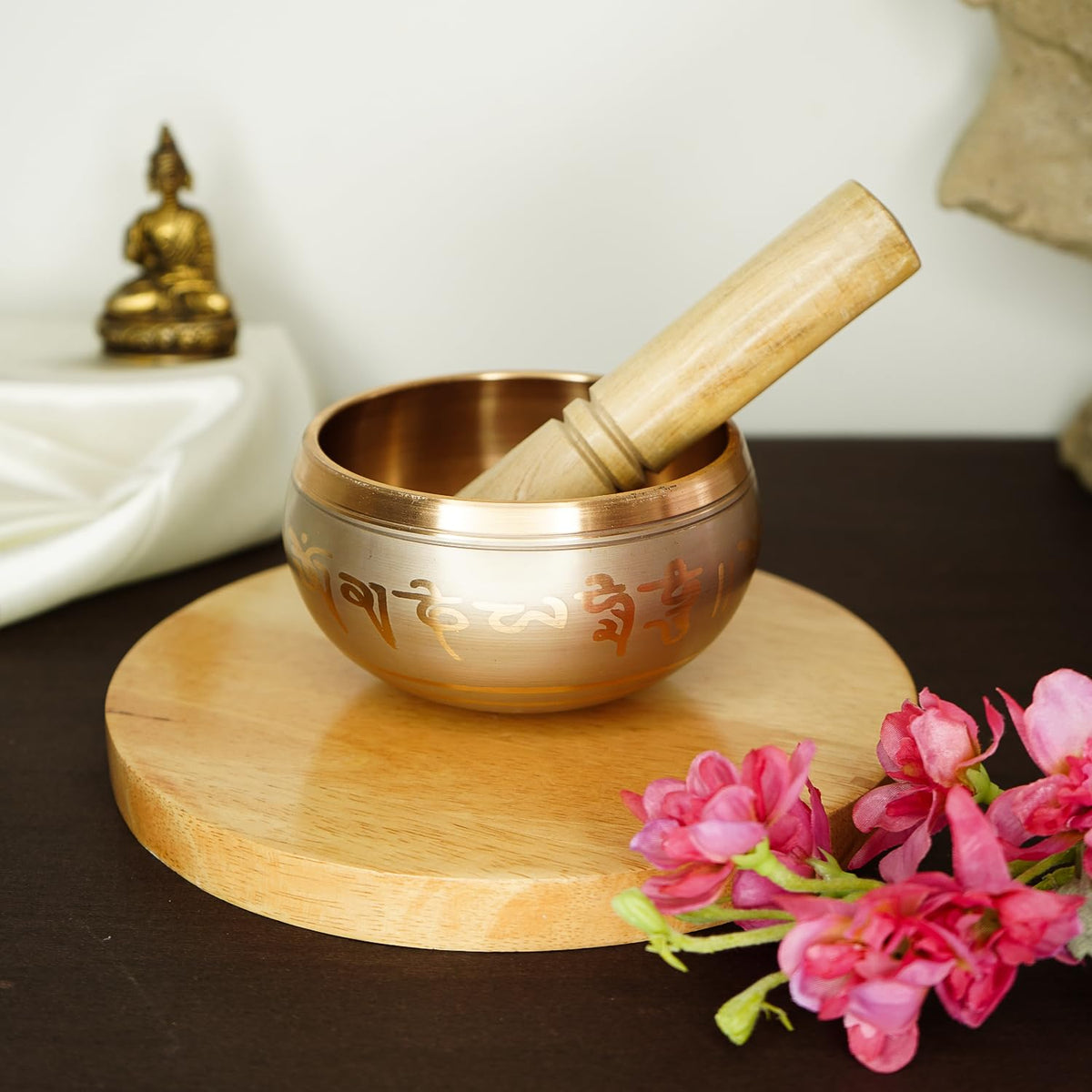 Ekhasa 100% Pure Bronze Handmade Tibetan Meditation Singing Bowl (4.5 inch) | Authentic Sound Bowl Meditation Set for Deep OM Sound | Tibetan Sound Healing Bowls are Perfect Spiritual, Yoga Gifts