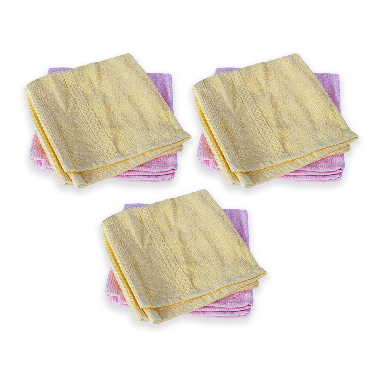 Kuber Industries Bamboo Face Towels |Super Soft, Quick Absorbent & Anti-Bacterial|Gym & Workout Towels|Pack of 6 (Yellow & Pink)