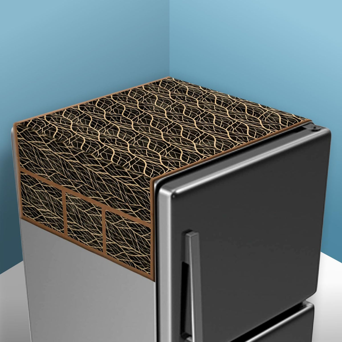 Kuber Industries Fridge Top Cover | Fridge Top Cover with Pockets | Refrigerator Top Cover for Kitchen | Fridge Top Cover with 6 Utility Pockets | Zig Zag Fridge Cover | Brown