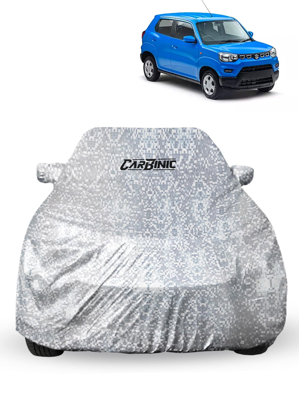 CARBINIC Car Cover for Maruti S-Presso 2019 Waterproof (Tested) | Dustproof UV Heat Resistant Outdoor Protection with Triple Stitched Fully Elastic Surface