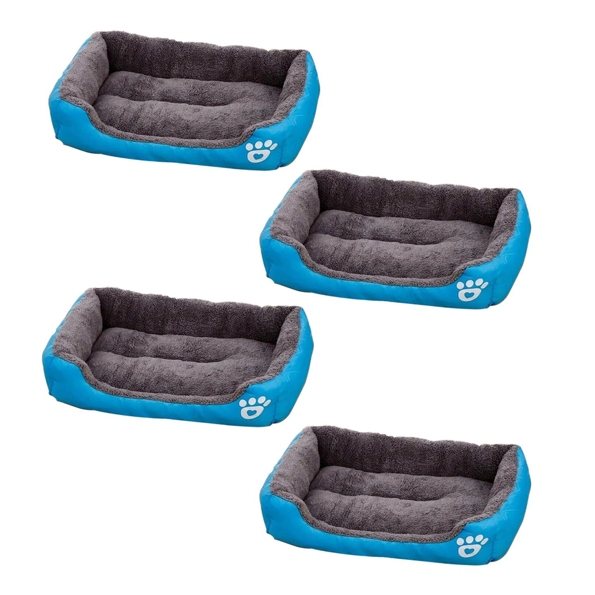 Kuber Industries Dog & Cat Bed|Super Soft Plush Top Pet Bed|Oxford Cloth Polyester Filling|Machine Washable Dog Bed|Rectangular Cat Bed with Rise-Edge Pillow|QY036B-M|Sky Blue (Pack of 4)