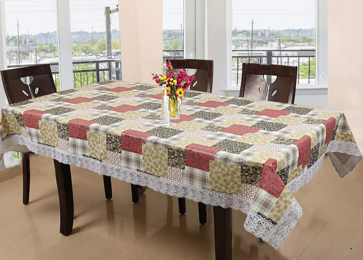 Kuber Industries Checkered PVC 6 Seater Dinning Table Cover - Multi (CTKTC03523) Pack of 1