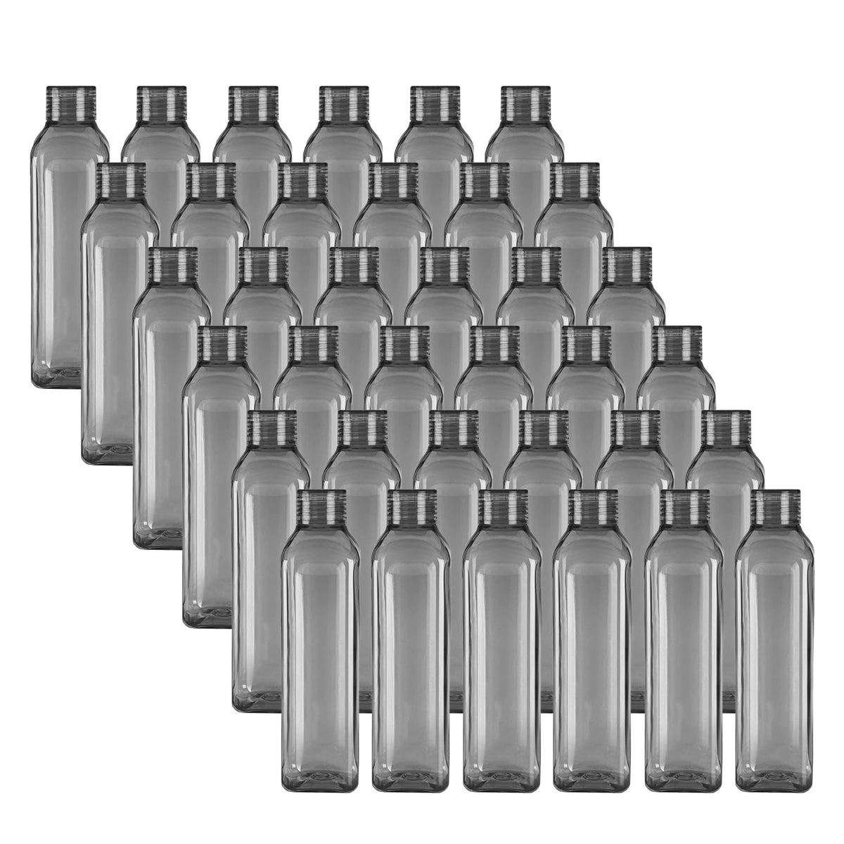 Kuber Industries BPA Free Plastic Water Bottles | Unbreakable, Leak Proof, 100% Food Grade Plastic | for Kids & Adults | Refrigerator Plastic Bottle Set of 6|Grey (Pack of 6)