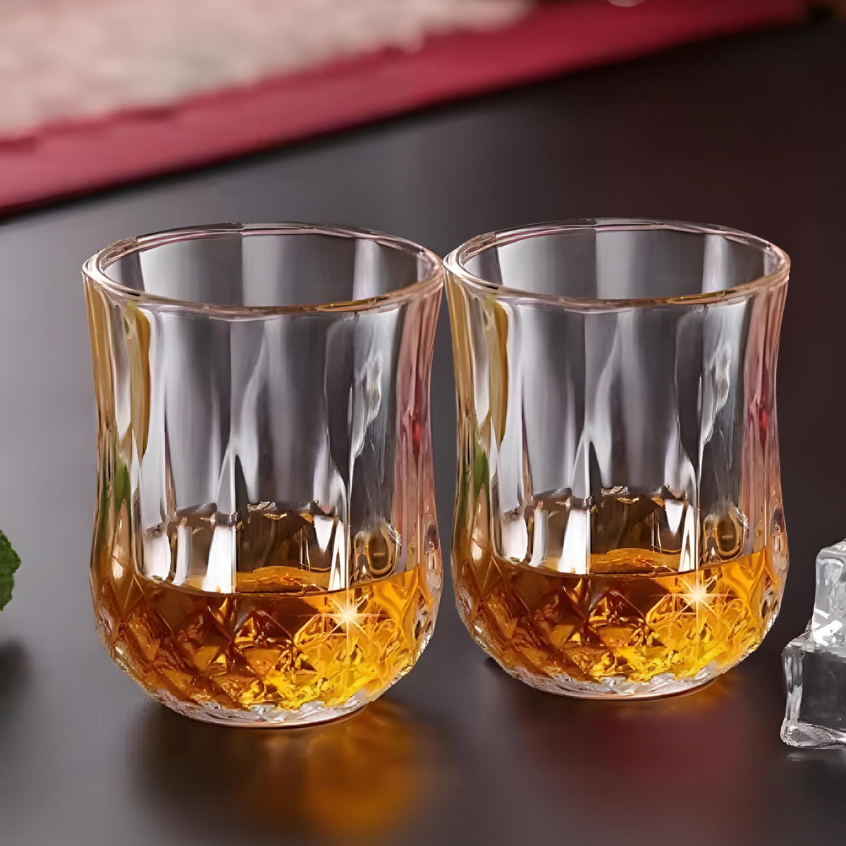 The Better Home Zest Whiskey Glasses Set of 2 (200ml Each) | Lead Free Whiskey Glass | Crystal Glass for Bar Home | Glass for Drinks | Cocktail Glasses | Highball Glass | Heavy Bottom Drinking Glass