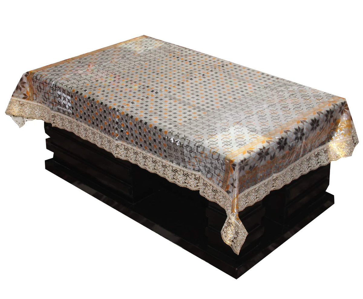 Kuber Industries 3D Design PVC 4 Seater Centre Table Cover - Gold