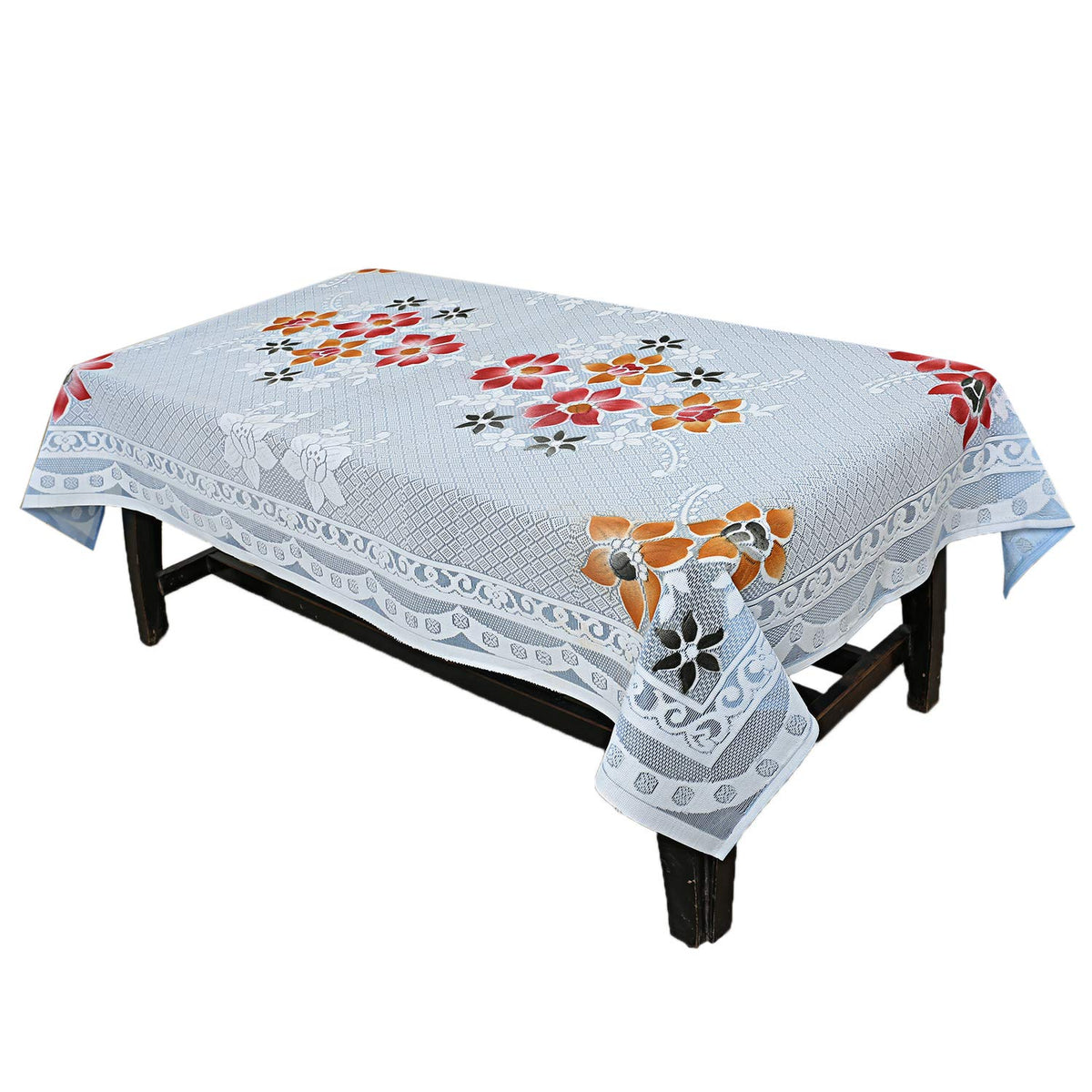 Heart Home Cotton 4 Seater Centre Table Cover (Blue)- CTHH653