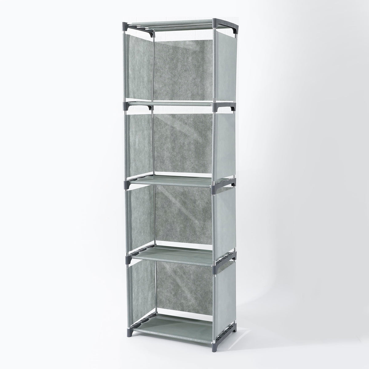 Kuber Industries (Pack of 3) 4 Layer Book Rack | Book Cabinet Shelves for Bedroom Office Living Room | Storage Shelve for Books Storage Organizer | Adjustable Shelf Rack | SJ04G | Grey