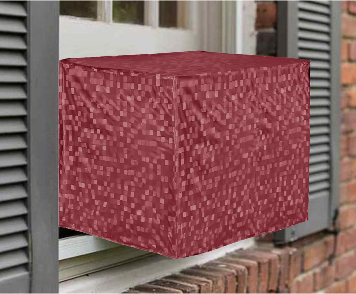 Kuber Industries PVC Check Print Dustproof Window A/C Cover For Outdoor For 1.5 Ton (Pink)