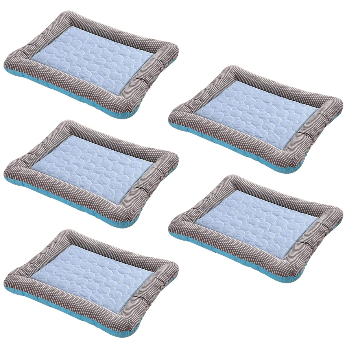 Kuber Industries Rectangular Dog & Cat Bed|Yarn Dyed Oxford Cloth|Nylon and Polyester With Cotton Filling|Self-Cooling Bed For Dog & Cat|Small Light-weight & Durable Dog Bed|ZQCJ005B-L|Blue(Pack Of 5)