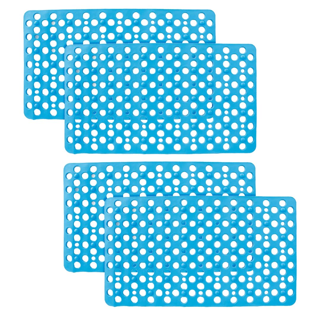 Kuber Industries Bathroom Mat|Anti Slip Mat for Bathroom Floor|Durable,Wear Resistant & Easy to Maintain|Foot Massager Door Mat with Water Drainage Holes|HY-03|40 x 70 cm,Sky Blue (Pack of 4)