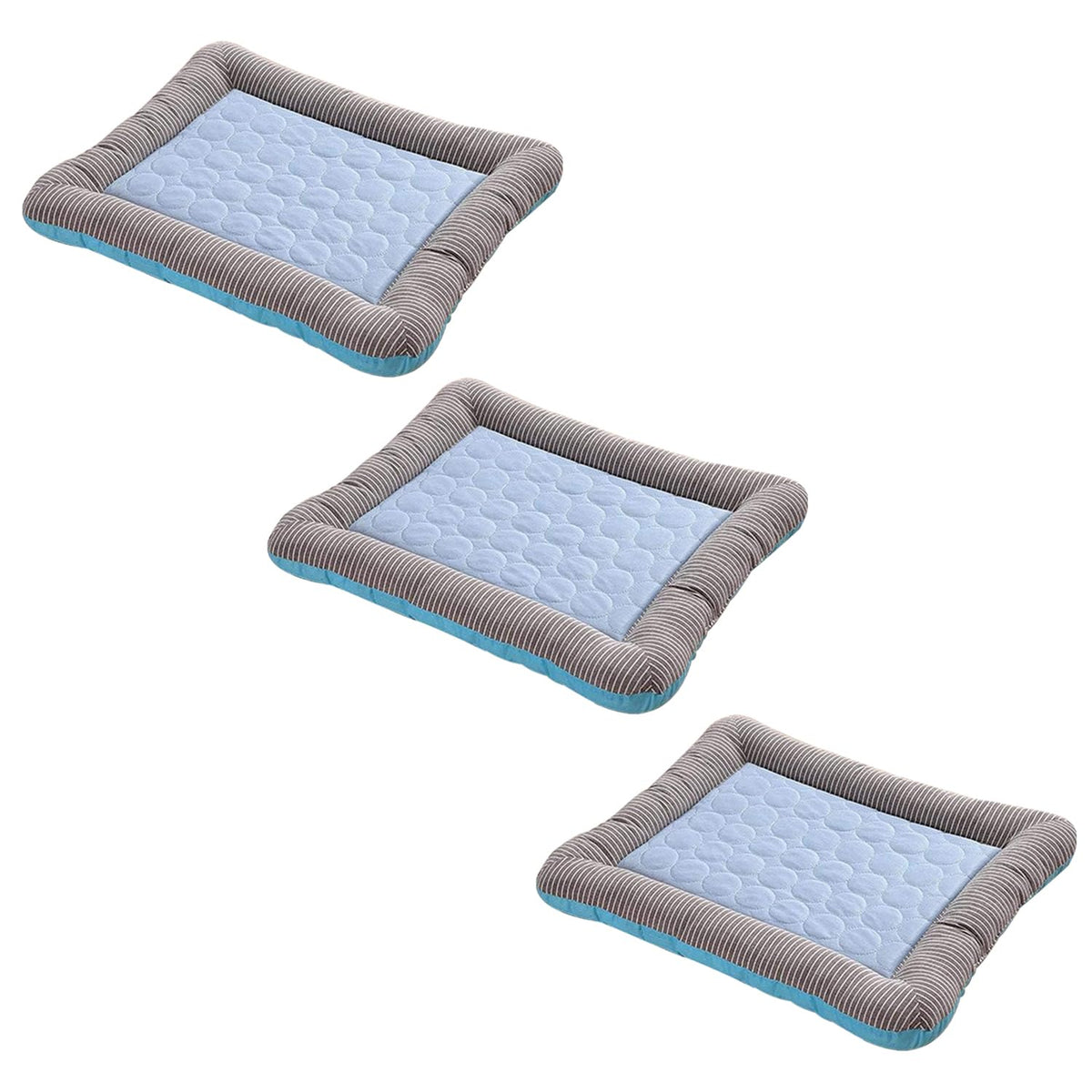 Kuber Industries Rectangular Dog & Cat Bed|Yarn Dyed Oxford Cloth|Nylon and Polyester With Cotton Filling|Self-Cooling Bed For Dog & Cat|Small Light-weight & Durable Dog Bed|ZQCJ005B-S|Blue(Pack Of 3)