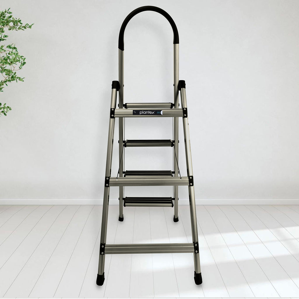 Plantex Ladder for Home-Foldable Aluminium 4 Step Ladder-Wide Anti ...