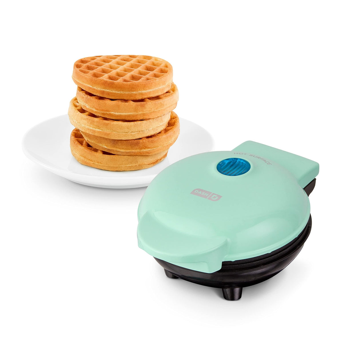 Dash Mini Waffle Maker 4 inch 350 Watts (Aqua) |No 1 Brand in US| Non-Stick Waffle Maker Machine inc 1 Yr Warranty | Dual Side Heating, Easy to Store |Housewarming Gift, Wedding Gift