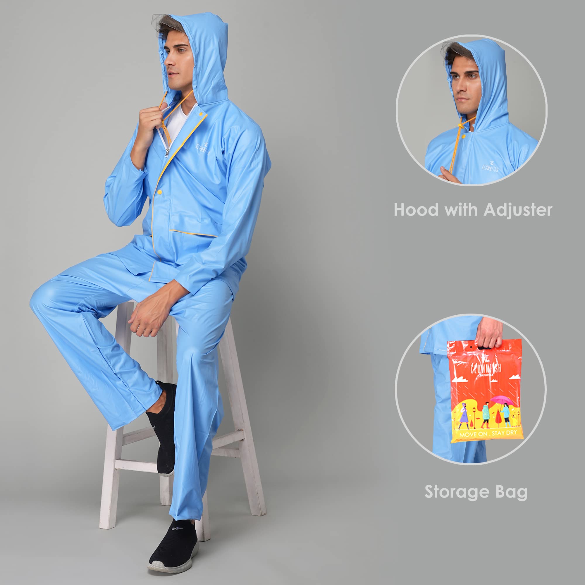 The Clownfish Rain Coat for Men Waterproof for Bike with Hood