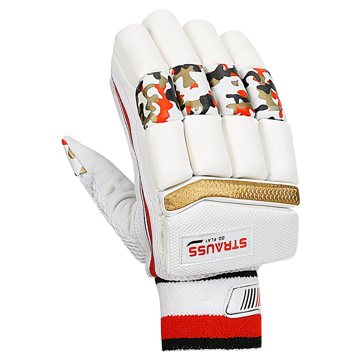 STRAUSS Cricket Batting Gloves | Edition: Test | Size: Mens | for Left-Hand Batsman | Premium Protection | Egronomic Design | Leather Ball Cricket Batting Gloves