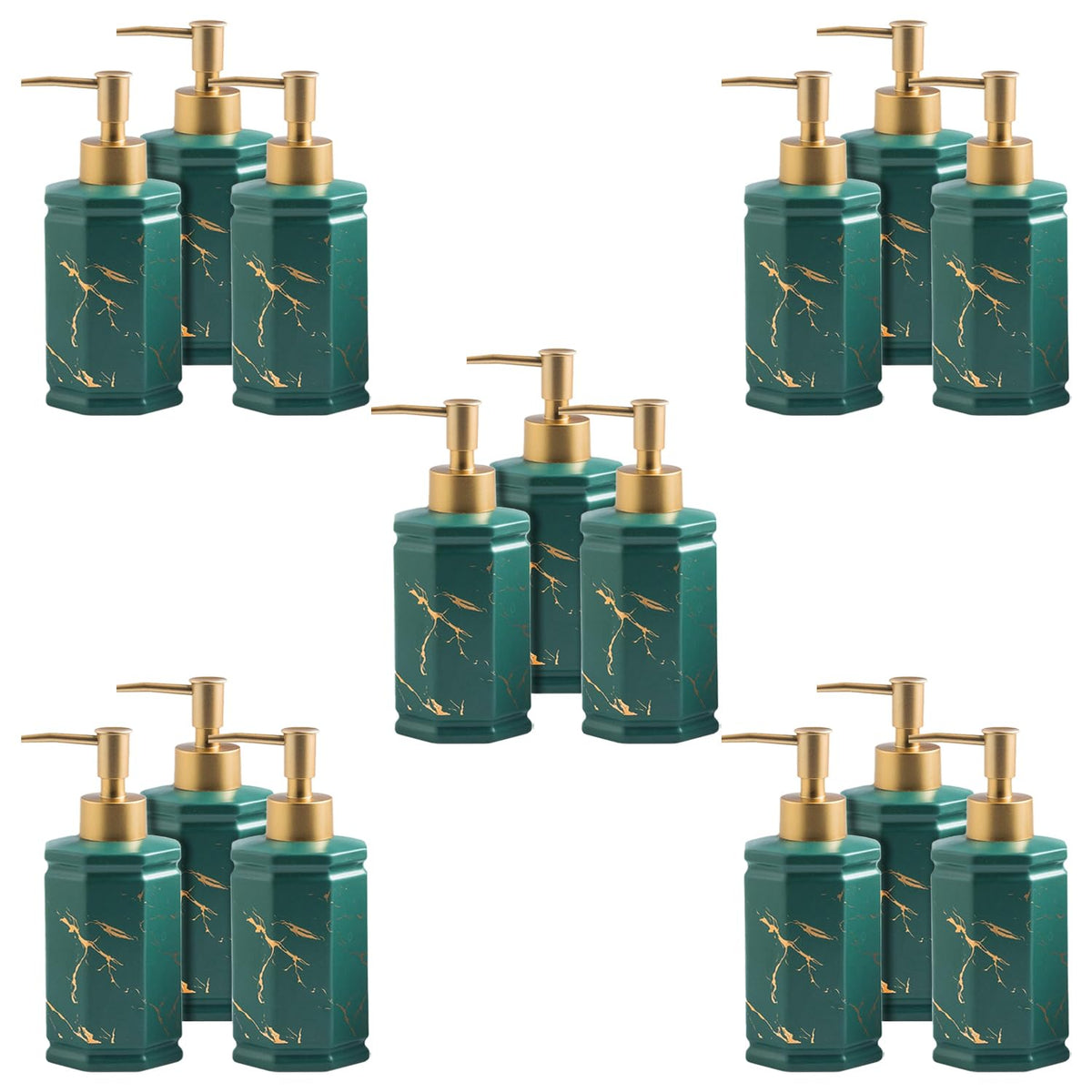 Kuber Industries Liquid Soap Dispenser | Handwash Soap Dispenser | Soap Dispenser for Wash Basin | Shampoo Dispenser Bottle | Bathroom Dispenser Bottle | 15 Piece | Pack of 5 | 350 ml | Green