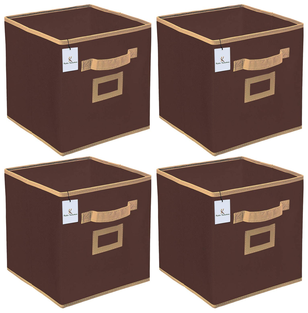 Kuber Industries Non Woven 4 Pieces Small Foldable Storage Organiser Cubes/Boxes (Coffee) - CTKTC035140