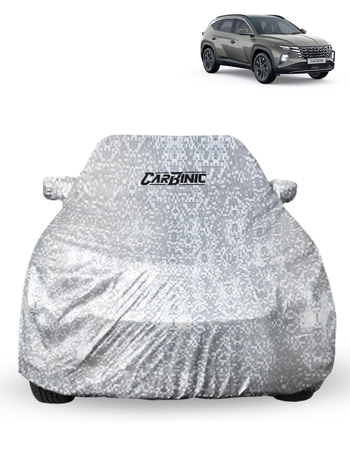 CARBINIC Car Cover for Hyundai Tucson 2022 Waterproof (Tested) | Dustproof UV Heat Resistant Outdoor Protection with Triple Stitched Fully Elastic Surface