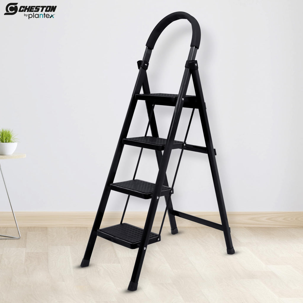 Cheston Premium Stainless Steel Ladder for Home 4 Steps Foldable I ...