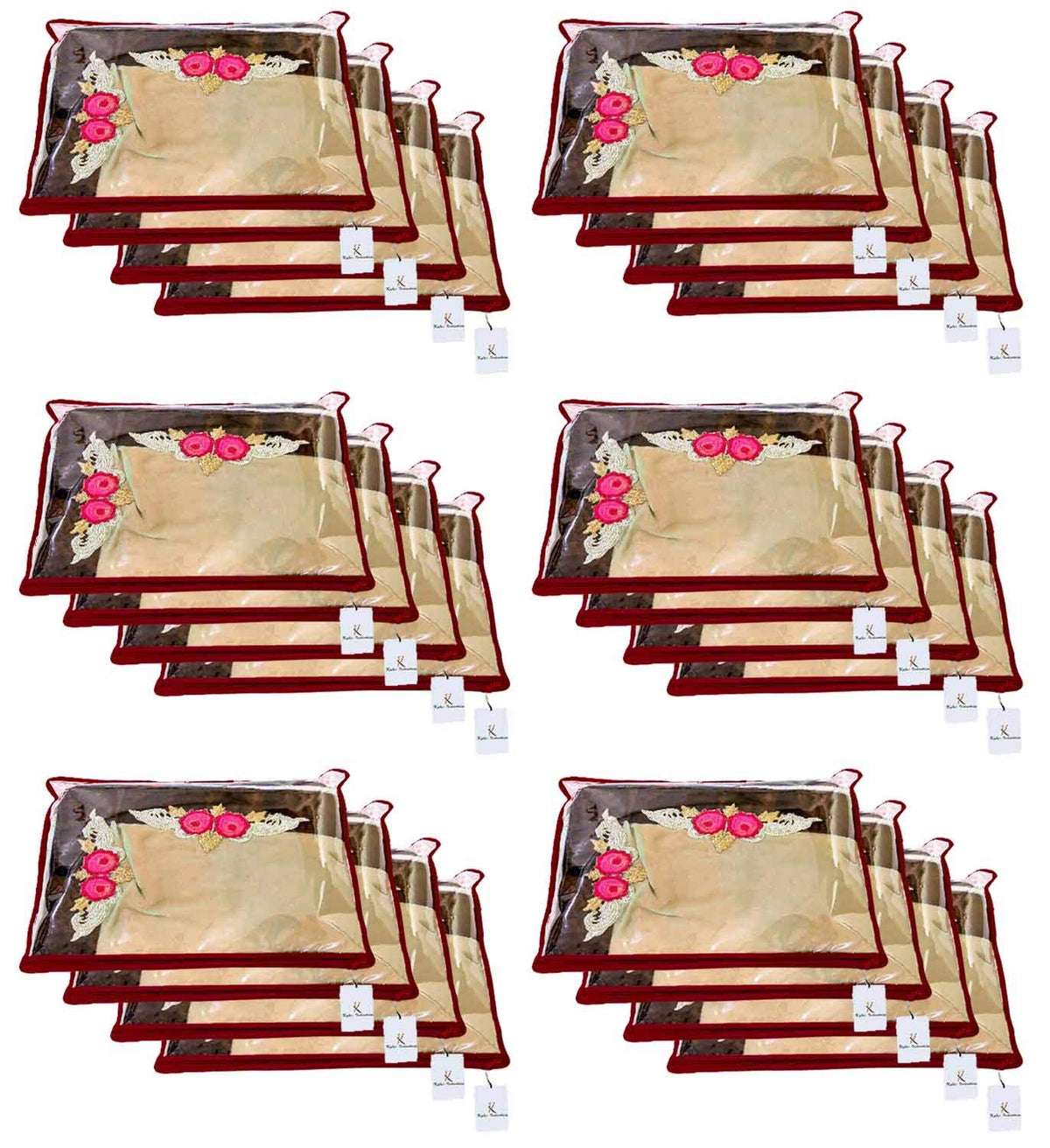 Kuber Industries Non Woven Single Packing Saree Cover 24 pcs Set (Maroon),CTKNEW108