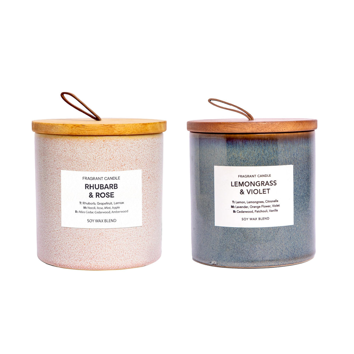 Anko Reactive Pink & Blue Fragrant Candle | Rhubarb and Rose Scent | Double Wick, Ceramic Vessel | Home Decor, Relaxation, Indoor Use Only | 11.8cm (H) x 11.3cm (Dia.)