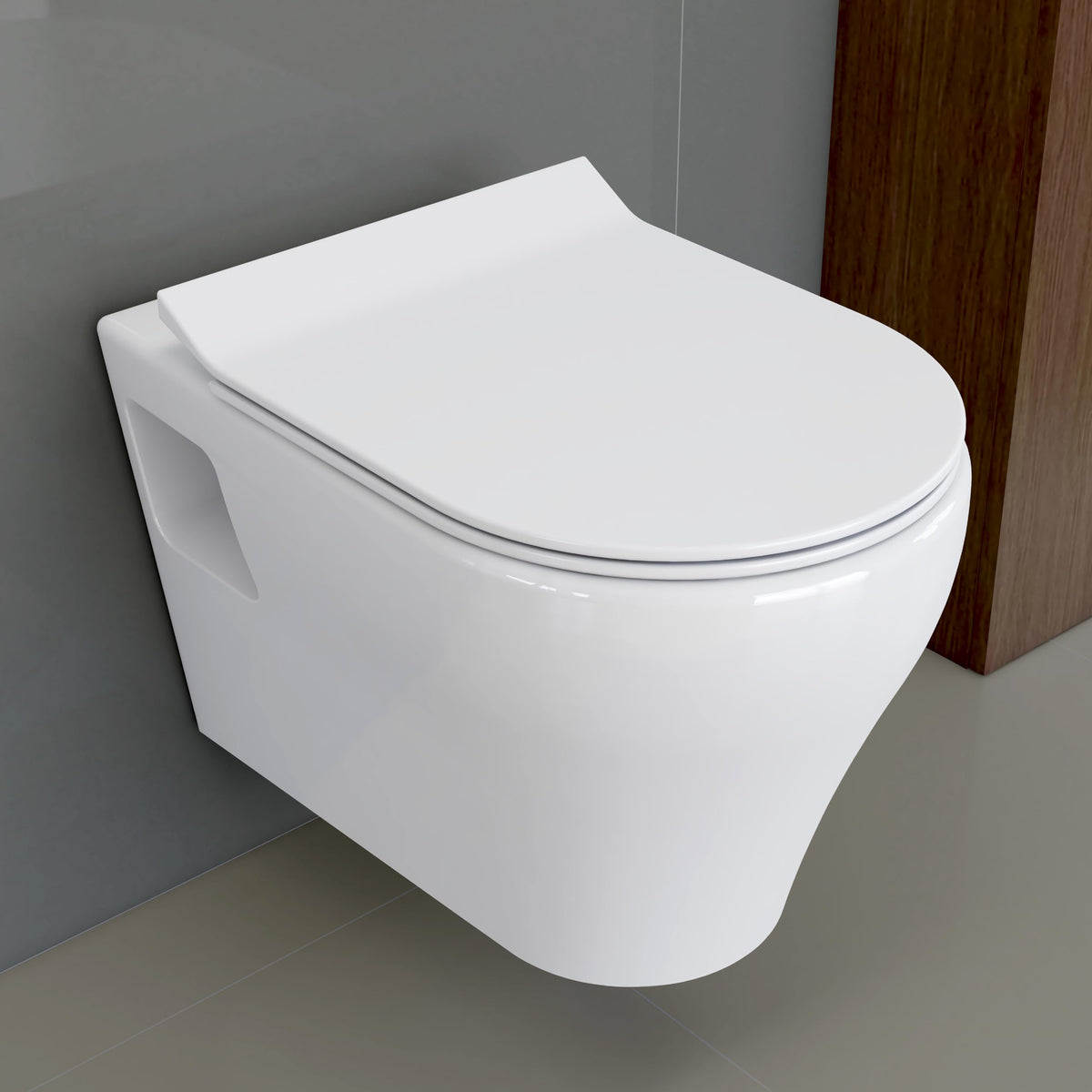 Plantex Platinium Ceramic Wall Hung Western Toilet, Water Closet, Commode With Soft Close Toilet Seat - P Trap (White)