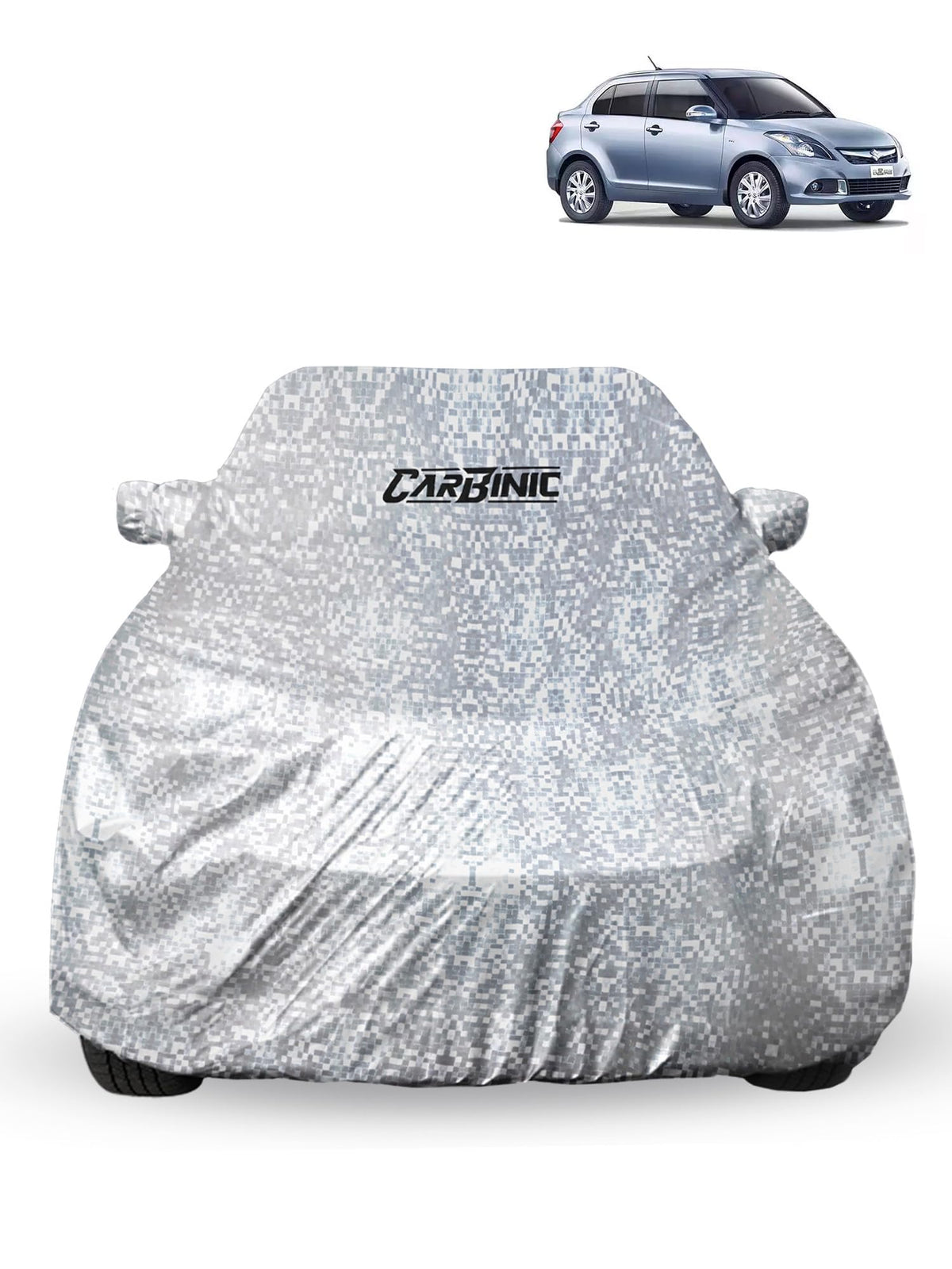 CARBINIC Waterproof Car Body Cover for Maruti Swift Dzire 2017 | Dustproof, UV Proof Car Cover | Car Accessories | Mirror Pockets & Antenna Triple Stitched | Double Layered Soft Cotton Lining