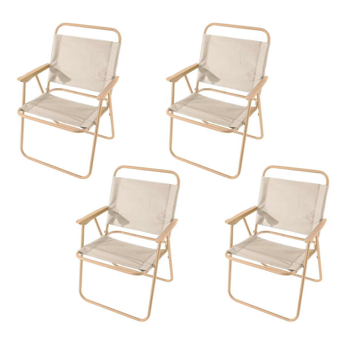 Kuber Industries (Set of 4) Portable & Foldable Chair for Travelling - Small Camping Cloth Kurchi for Outdoor Beach & Home Aram - Khaki