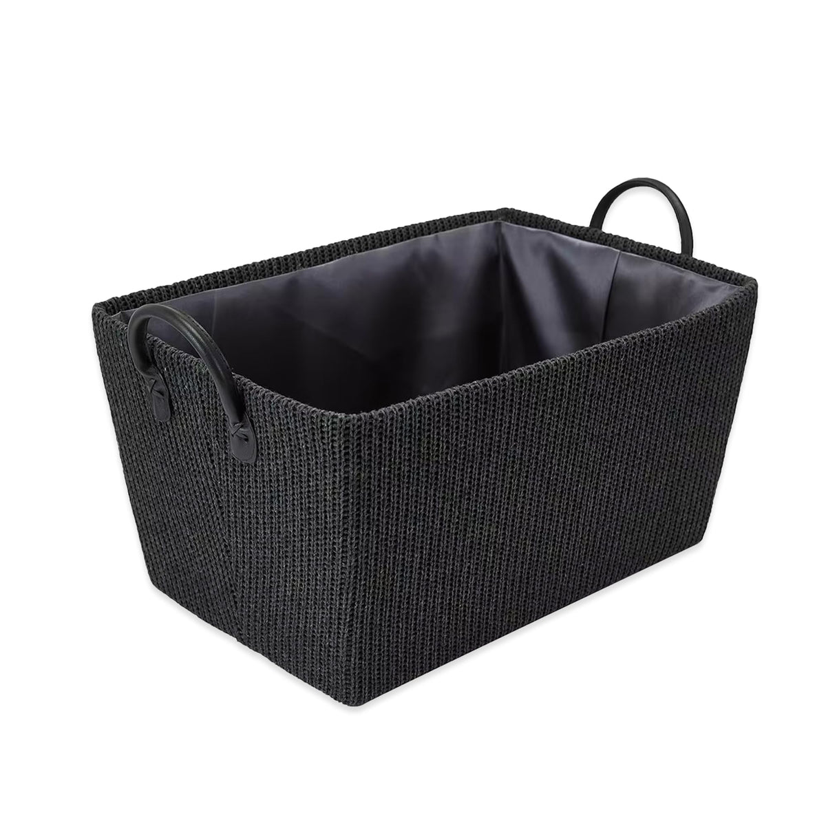 Anko Tapered Rectangle Knitted Storage Basket with Built-in Handles | Multi-Purpose Storage with Handle for Living Room Bathroom Laundry & Toys|Decorative Living Room, Bedroom, Closet, Home