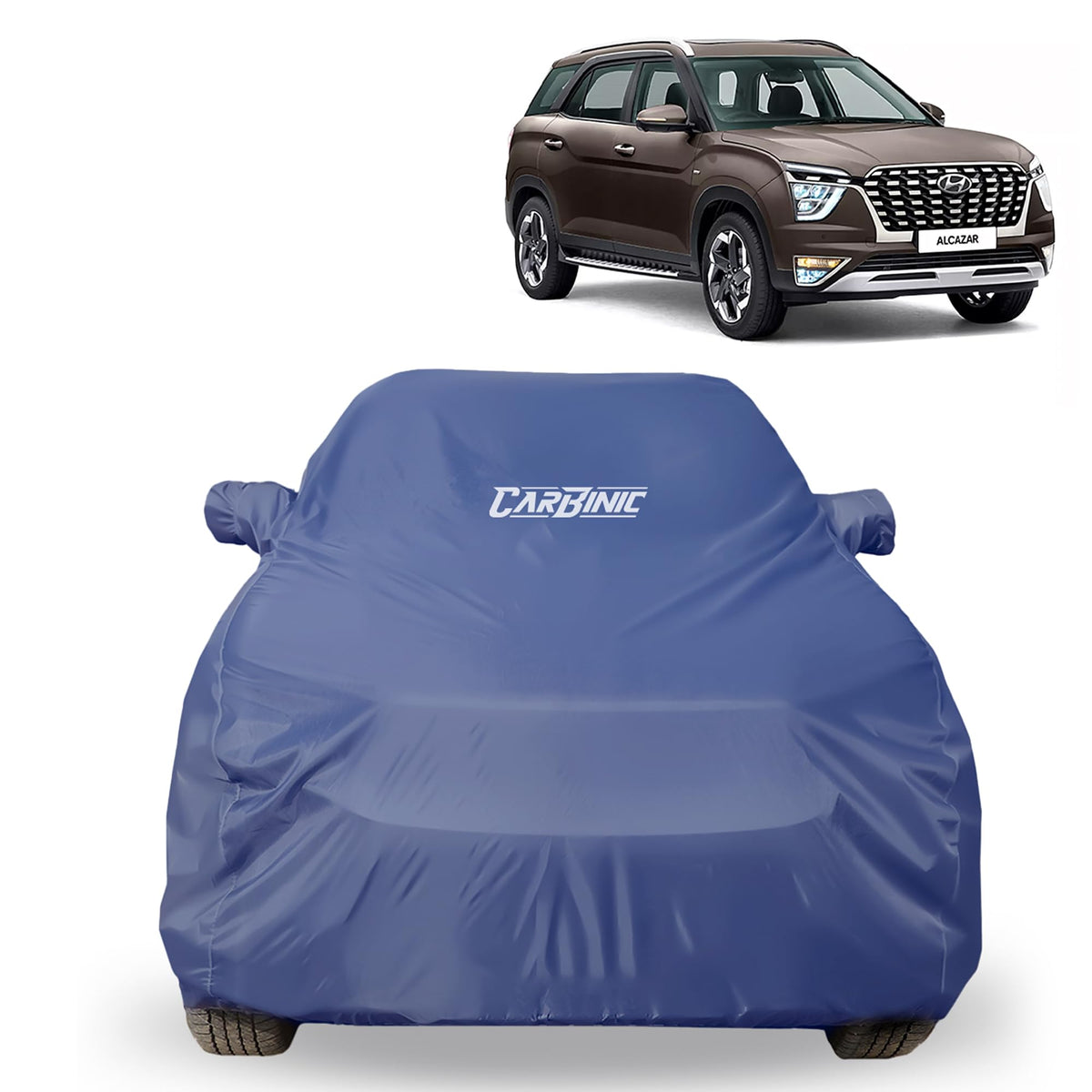 CARBINIC Car Body Cover for Mahindra XUV700 2021 | Water Resistant, UV Protection Car Cover | Scratchproof Body Shield | All-Weather Cover | Mirror Pocket & Antenna | Car Accessories Dusk Blue