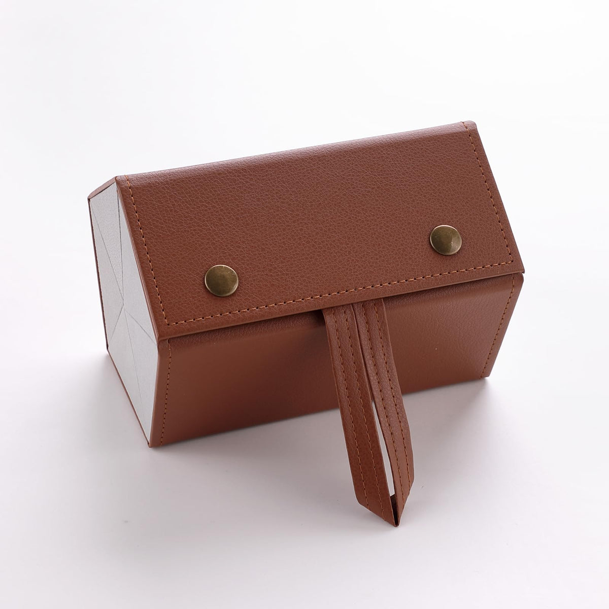 Urbane Home 5 Slots Sunglasses Organizer | Hanging And Foldable Eyeglasses Case | Eyewear Display Containers For Women And Men | PU Leather Goggles Organizer Box Case | Brown