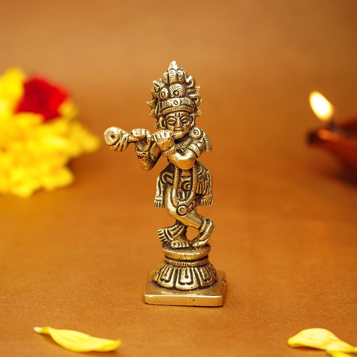 Ekhasa 100% Pure Brass Radha Krishna Murti (Size: 8 cm) | Radha Krishna Statue | Radha Krishna Idol for Gift | Radhe Krishna ki Murti for Pooja Room | Radha Krishna Idol for Home Decor