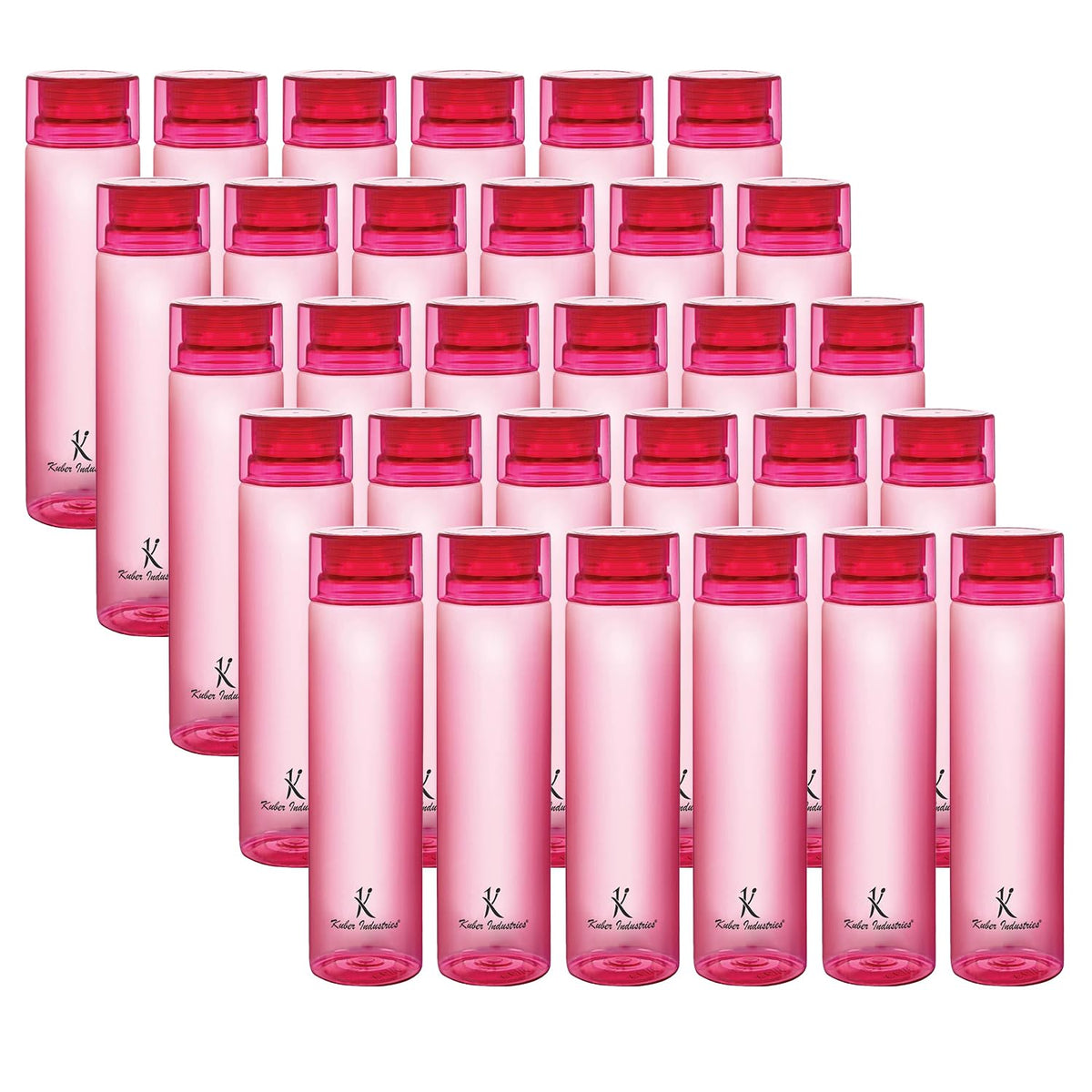 Kuber Industries BPA Free Plastic Water Bottles | Breakproof, Leakproof, Food Grade PET Bottles | Water Bottle for Kids & Adults | Plastic Bottle Set of 6 |Pink (Pack of 5)