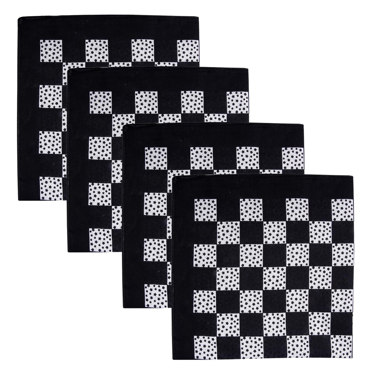 Heart Home Handkerchief | Premium Cotton Fabric | Women's Handkerchief | Ladies Rumal | Women's Hankies | Hankies for Girls | Check Print Hanky | 4 Piece Set | Extra Large | Black