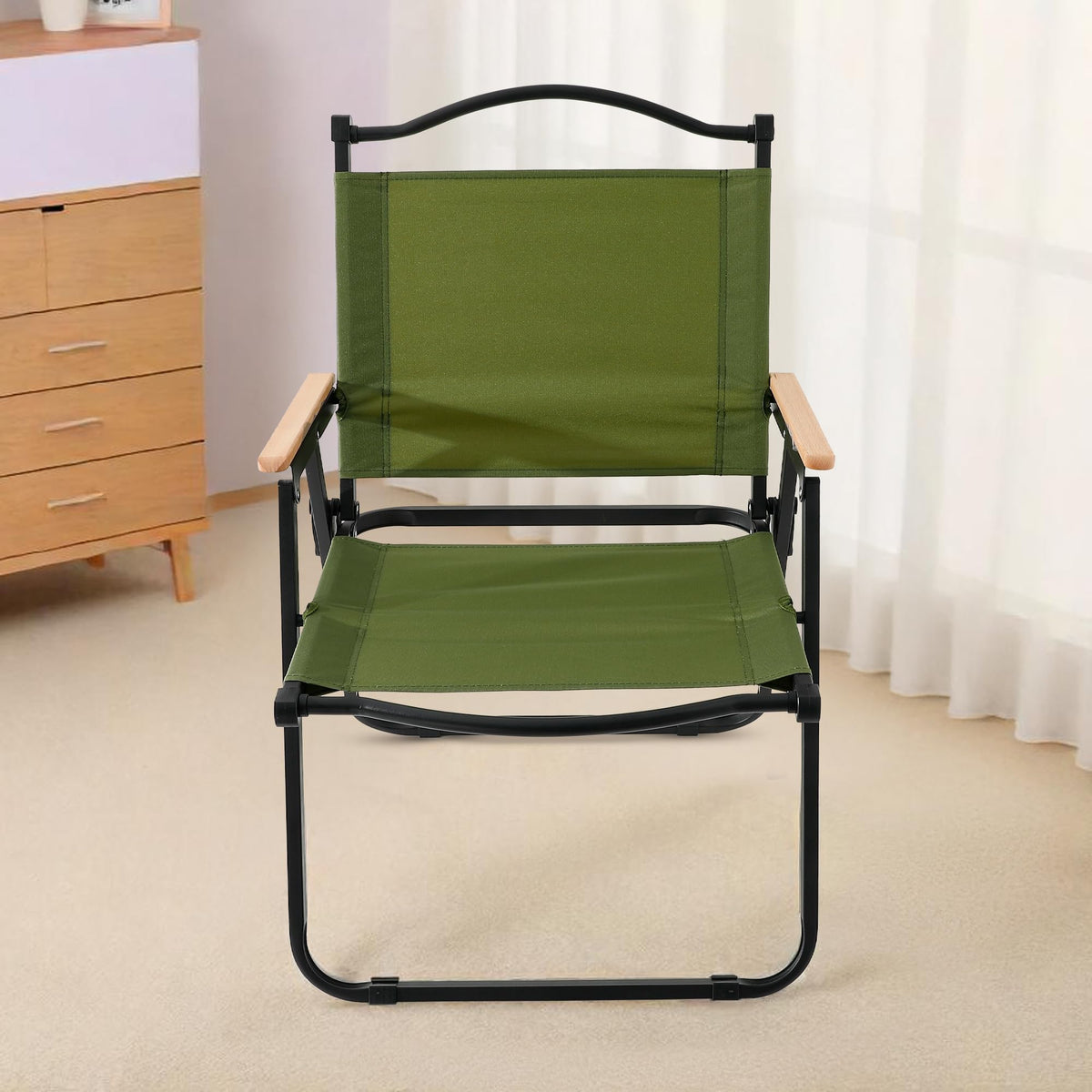 SAVYA HOME Folding Chair For Home - 51*47*77 cm/Foldable Chair/Chair For Home/Camping Chair/Travel Chair/Chair For Study Table/Reading Chair/Study Chair For Kids/Steel Frame/Breathable Fabric-Green