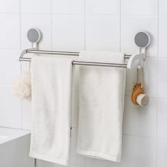 Kuber Industries Towel Bars | Towel Cloth Hanger | Cloth Holder for Bathroom-Kitchen | Double Towel Bar | Cloth Hanger for Bathroom | Towel Rod Bars | 1338 | White