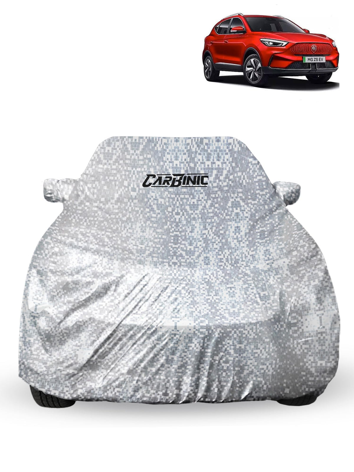 CARBINIC Waterproof Car Body Cover for MG ZS EV 2022 | Dustproof, UV Proof Car Cover | Car Accessories |Mirror Pockets & Antenna Triple Stitched | Double Layered Soft Cotton Lining