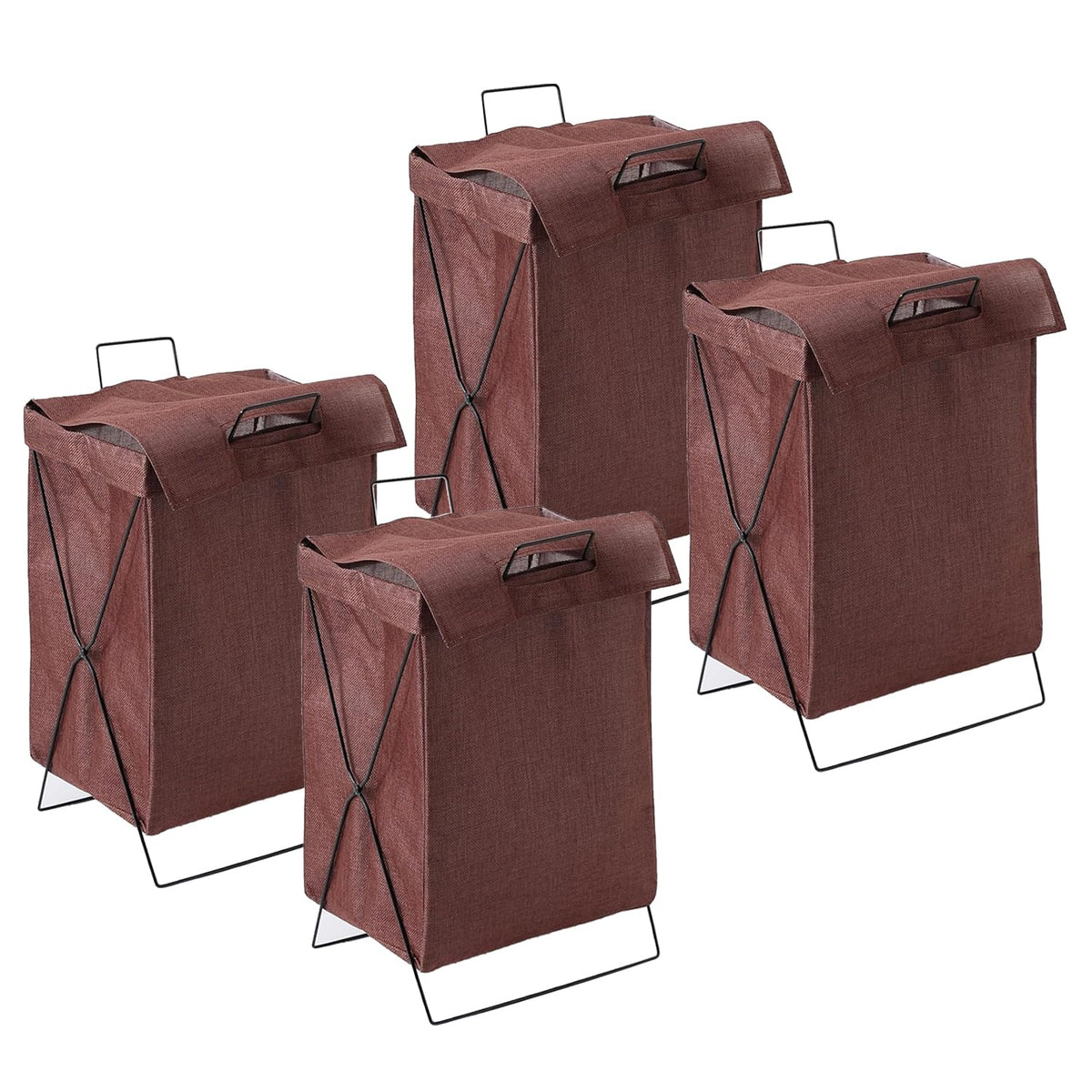 Kuber Industries Laundry Basket For Clothes|Foldable Laundry Hamper|Basket For Toys, Dirty clothes, Storage "40 LTR"-Pack of 4 (Brown)