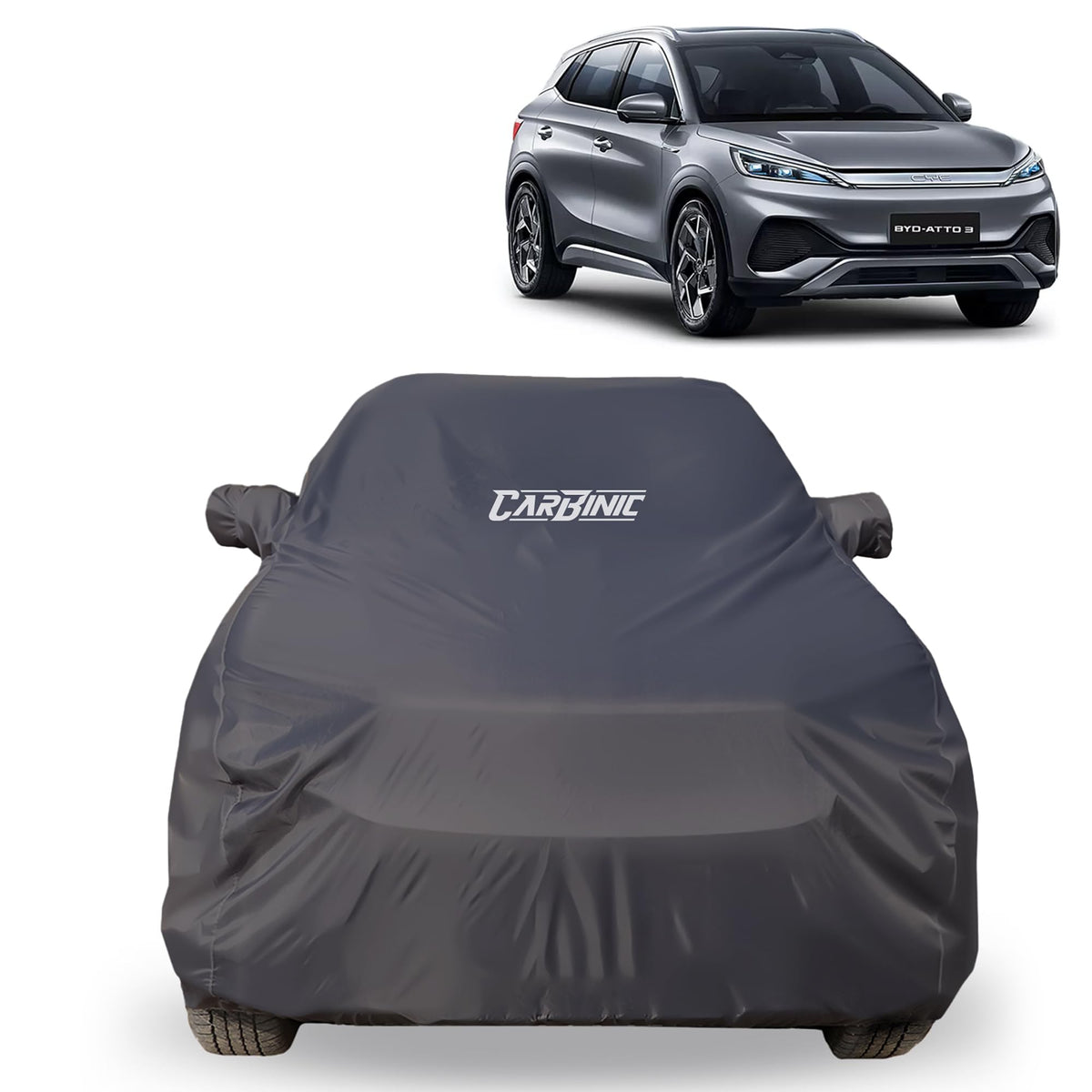 CARBINIC Car Body Cover for BYD Atto 2023 | Water Resistan, UV Protection Car Cover | Scratchproof Body Shield Dustproof All-Weather Cover Mirror Pocket & Antenna | Car Accessories