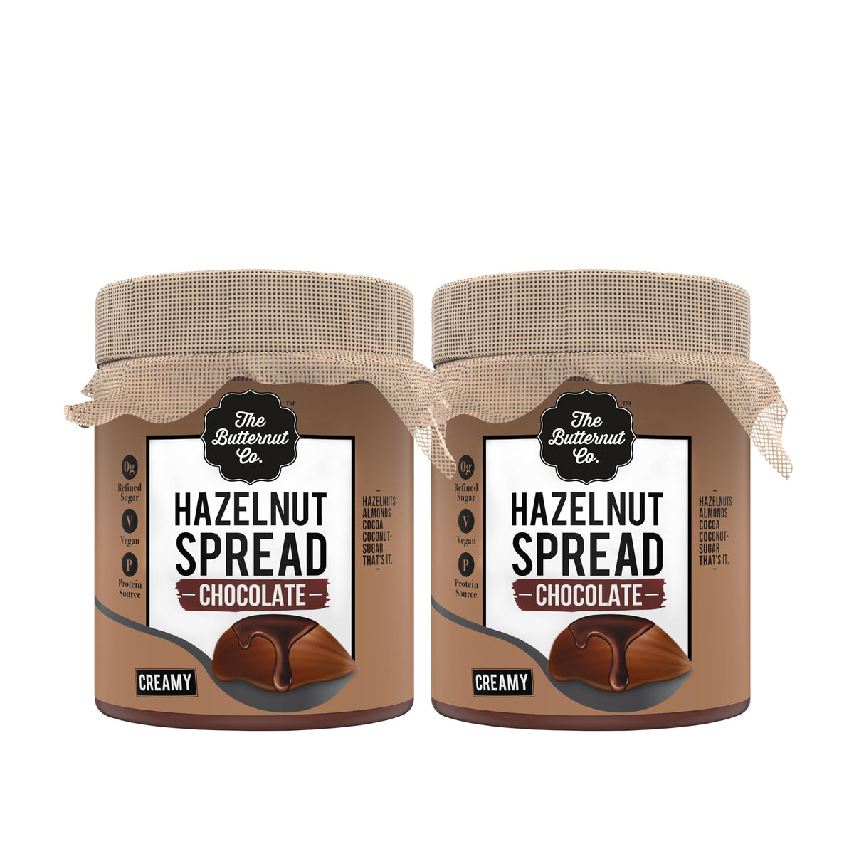 The Butternut Co. Chocolate Hazelnut Spread, 200 gm (No Refined Sugar, Vegan, No Preservatives) - Pack of 2