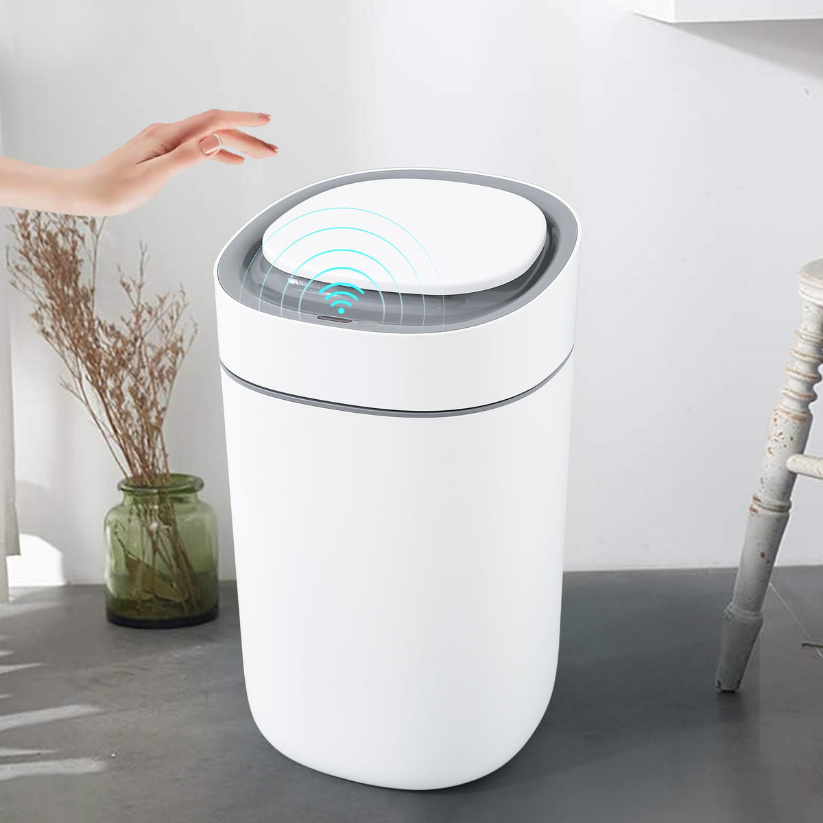 The Better Home 15L Automatic Smart Sensor Dustbin With Lid | Small Dustbin For Kitchen | Plastic Dustbin For Bathroom | Dustbin For Bedroom & Office | Waterproof | White