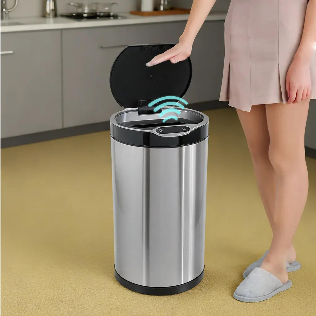 SAVYA HOME 20L Dustbin For Kitchen | Dustbin For Bathroom | 50 cm Automatic Smart Sensor Dustbin For Bedroom | Waste Bin | Stainless Steel Dustbin With Lid | Dustbin for Home | Garbage Bin - Silver