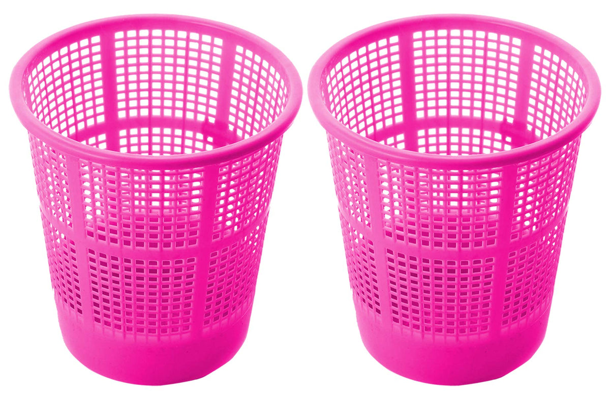 Kuber Industries Plastic 2 Pieces Mesh Dustbin Garbage Bin for Office use, School, Bedroom, Kids Room, Home, Multi Purpose, 5 Liters (Pink)-KUBMART242