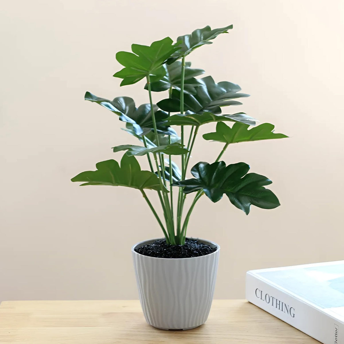 UMAI Artificial Plant with Pot for Home Decor 38cm Height | Green Plant Bonsai with 12 Leaves Plastic | Office Desk Bedroom Balcony Living Room Table Top Shelves | Natural Look Decoration.