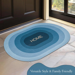 Kuber Industries Oval Bathmat | Soft Anti Skid Door Mat | Non Woven Floor Mat for Home | Non-Slip Mat for Shower-Bathtub | HY081 | Blue