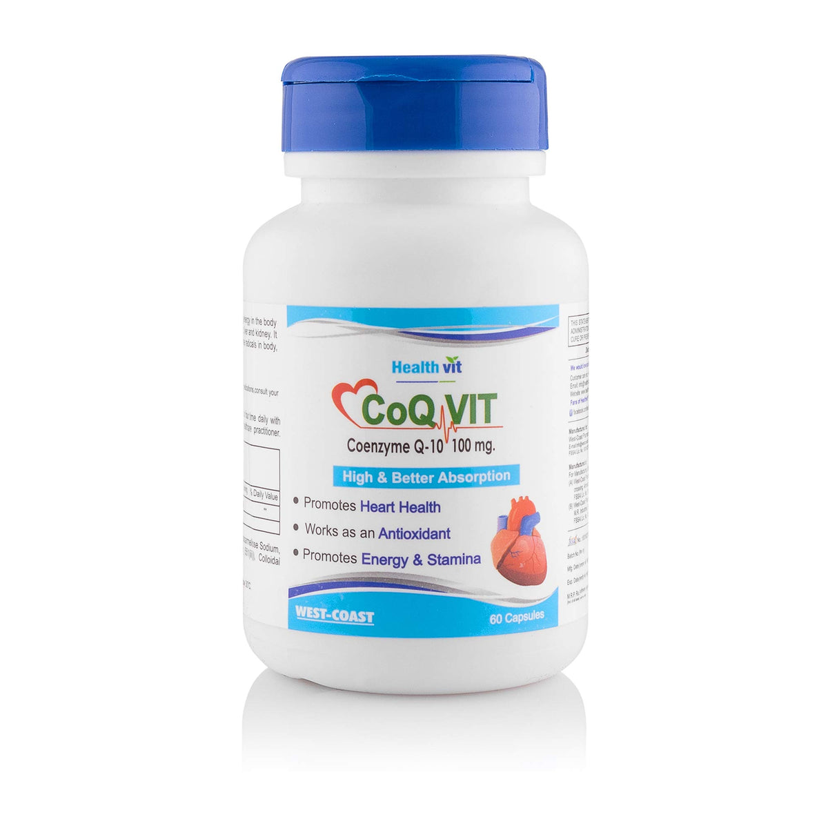 Healthvit High Absorption Co-Qvit Coenzyme Q10 100mg Powerful Antioxidant, High Strength, Supports Immunity, Heart Health, Brain Function & Boosts Cellular Energy | 60 Tablets