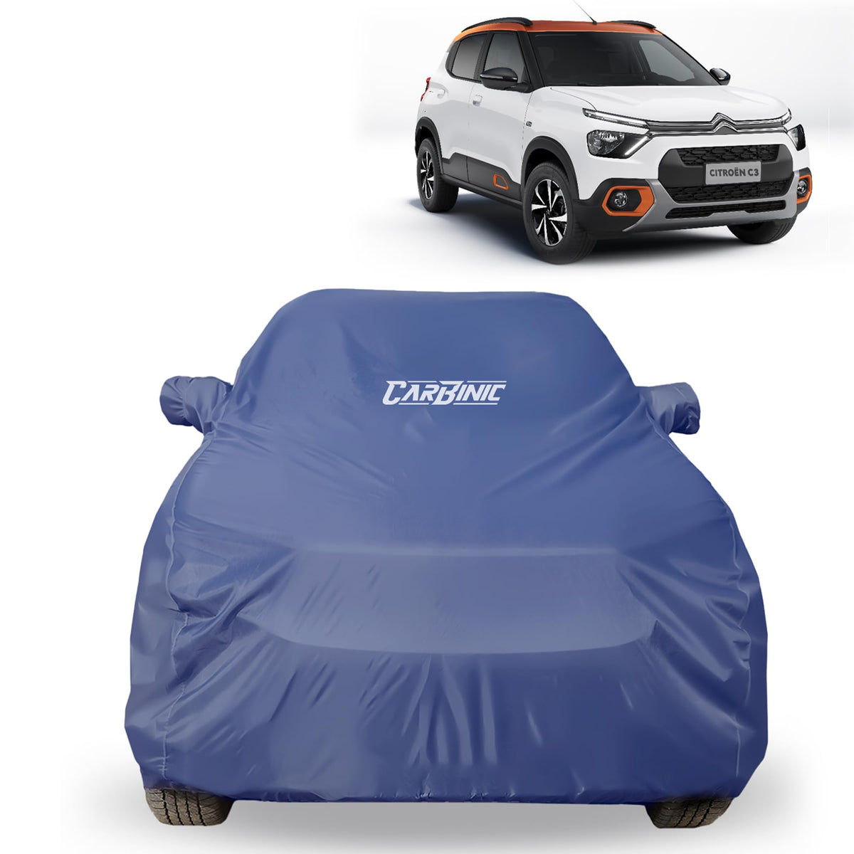 CARBINIC Car Body Cover for Hyundai Creta 2022 | Water Resistant, UV Protection Car Cover | Scratchproof Body Shield | All-Weather Cover | Mirror Pocket & Antenna | Car Accessories Dusk Blue