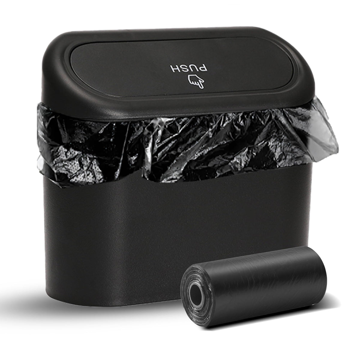 Carbinic Odor-free Leakproof Mini Car Trash Can | Portable Car Garbage Bin with Lid for Home, Office & Car | Dustbin for Car- Includes 1 Roll Trash Bags | ABS Car Trash Bin | Car Accessories Interior